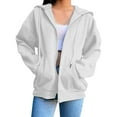 thumbnail image 1 of Women's Trendy Oversized Hoodie Lightweight Comfort Fit Pullover with Side Pockets Casual Wear White M, 1 of 7