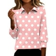 thumbnail image 1 of Women's Trendy Polka Dots Lapel Shirts Casual Long Sleeve Pullover Tunic Tops Dressy Loose Going Out Blouse, 1 of 5