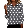 thumbnail image 1 of Women's Trendy Polka Dots Lapel Shirts Casual Long Sleeve Pullover Tunic Tops Dressy Loose Going Out Blouse, 1 of 5