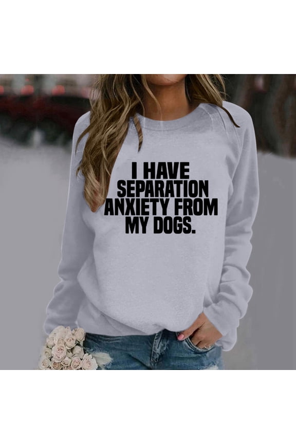 Women's Trendy Pullover Hoodie Letter Print Round Neck Top For Fall & Winter Lined Pullover Women Junior Girls Sweatsuits Pullover Crop Top Sweatshirt for Women Ladies Sweatsuits Juniors Blouses Tops