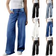 thumbnail image 1 of Women's Trendy Relaxed Fit Straight Leg Jeans with Stretch High Waist Comfortable Wide Leg Denim for Casual Style, 1 of 8