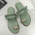 thumbnail image 1 of Women's Trendy Rhinestones Design Slides Sandals Summer Bohemia Flip Flops Flat Shoes Casual Thong Sandals Slip On, 1 of 4