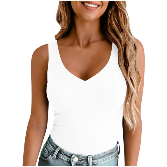Women’s Trendy Sexy Plunge Deep V Neck Sleeveless V Backless Going Out Tank Bodysuits Tops