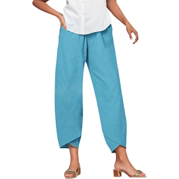 Women's Trendy Simple Series Solid Color Pant with Pockets Casual Versatile Straight Leg Pants Loose Comfy Wide Leg Pants