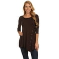thumbnail image 1 of Women's Trendy Style 3/4 Sleeves Button Trim Solid Top, 1 of 4