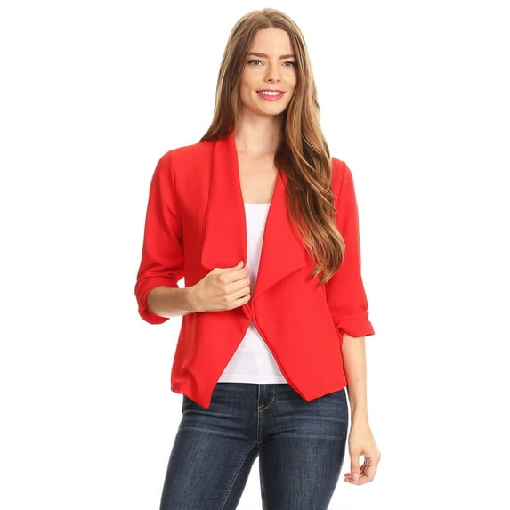 Women's Trendy Style 3/4 Sleeves Solid Open Jacket