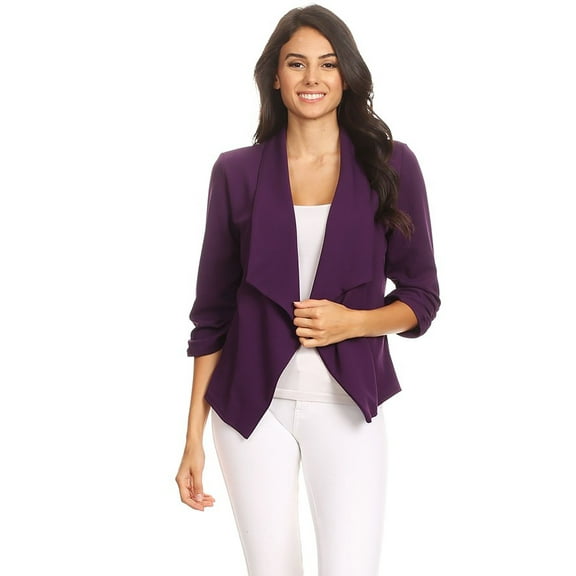 Women's Trendy Style 3/4 Sleeves Solid Open Jacket