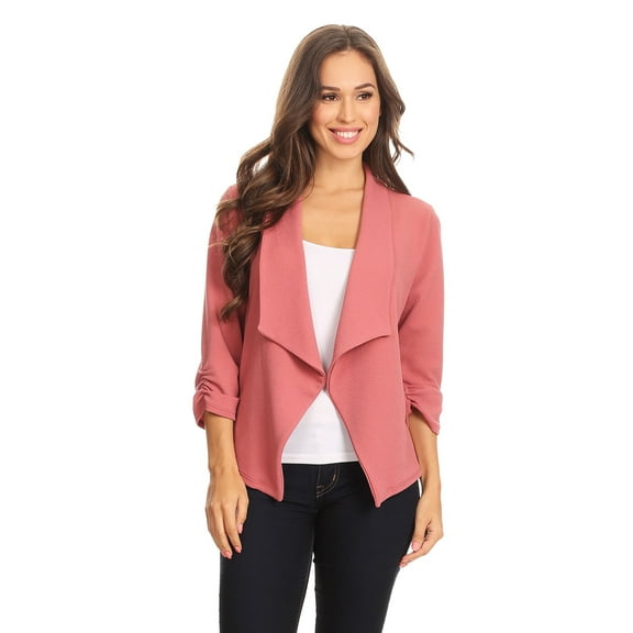 Women's Trendy Style 3/4 Sleeves Solid Open Jacket
