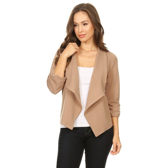Women's Trendy Style 3/4 Sleeves Solid Open Jacket