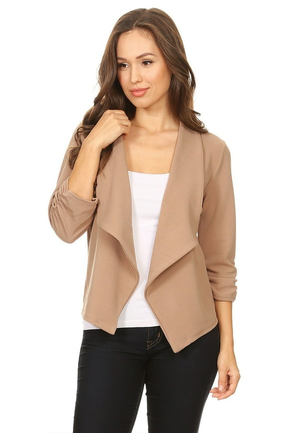 Women's Trendy Style 3/4 Sleeves Solid Open Jacket