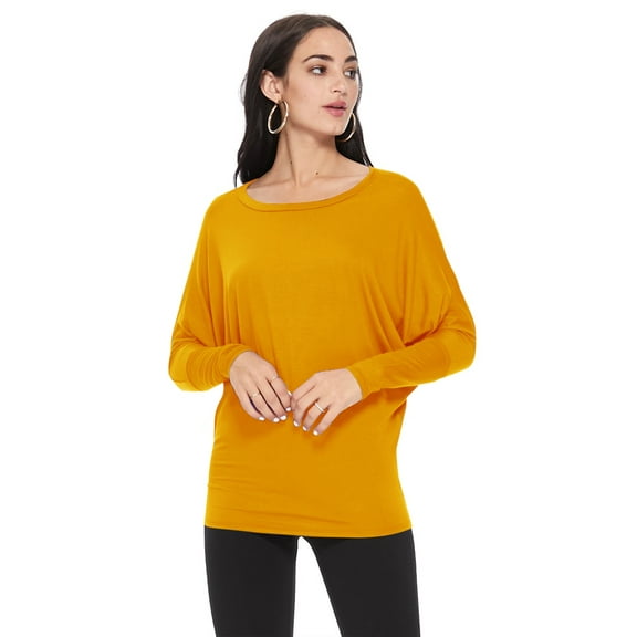 Women's Trendy Style Dolman Long Sleeves Solid Top