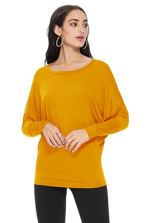 Women's Trendy Style Dolman Long Sleeves Solid Top