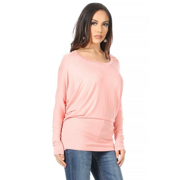 Women's Trendy Style Dolman Long Sleeves Solid Top