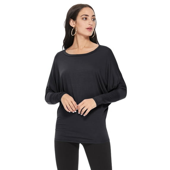 Women's Trendy Style Dolman Long Sleeves Solid Top