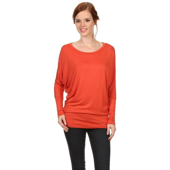Women's Trendy Style Dolman Long Sleeves Solid Top