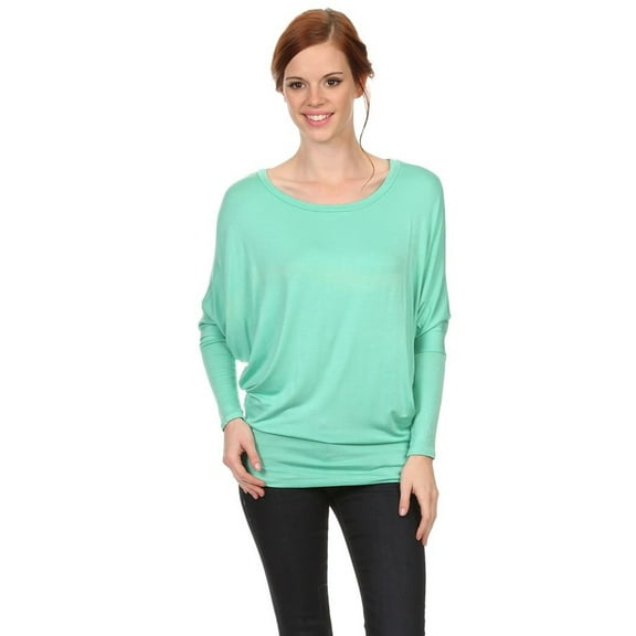Women's Trendy Style Dolman Long Sleeves Solid Top