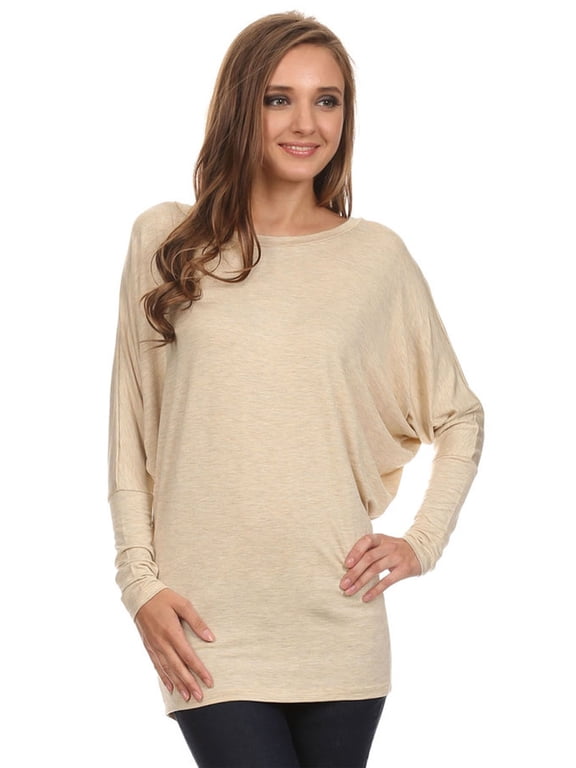 Women's Trendy Style Dolman Long Sleeves Solid Top