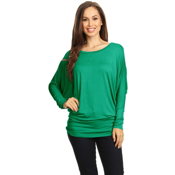 Women's Trendy Style Dolman Long Sleeves Solid Top