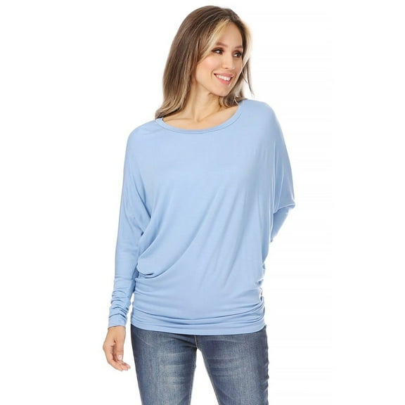 Women's Trendy Style Dolman Long Sleeves Solid Top
