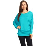Women's Trendy Style Dolman Long Sleeves Solid Top