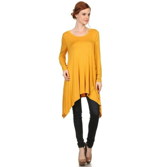 Women's Trendy Style Long Sleeves Solid Tunic Top
