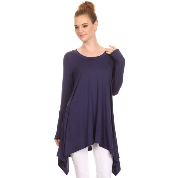 Women's Trendy Style Long Sleeves Solid Tunic Top