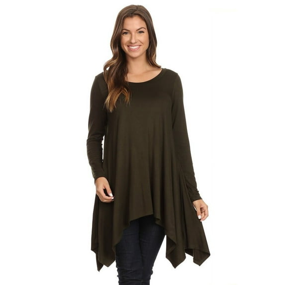 Women's Trendy Style Long Sleeves Solid Tunic Top