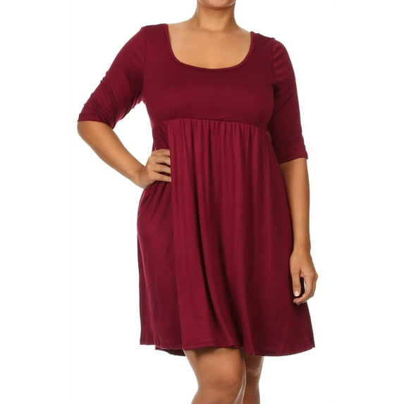 Women's Trendy Style Plus Size 3/4 sleeves Solid Tunic Top