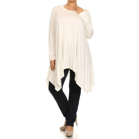 Women's Trendy Style Plus Size Long Sleeves Solid Tunic Top