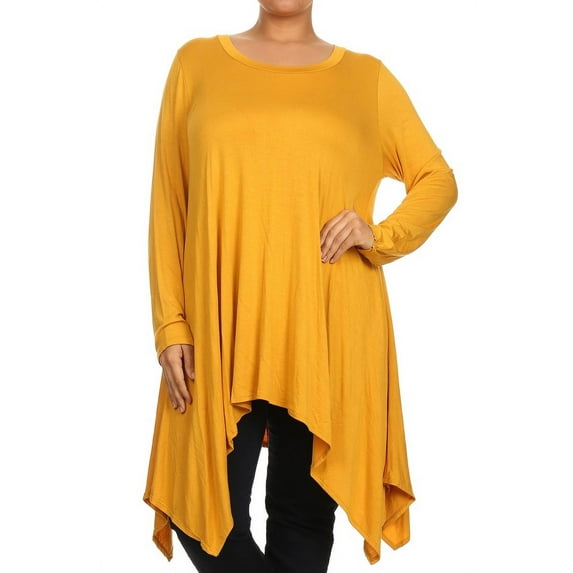 Women's Trendy Style Plus Size Long Sleeves Solid Tunic Top