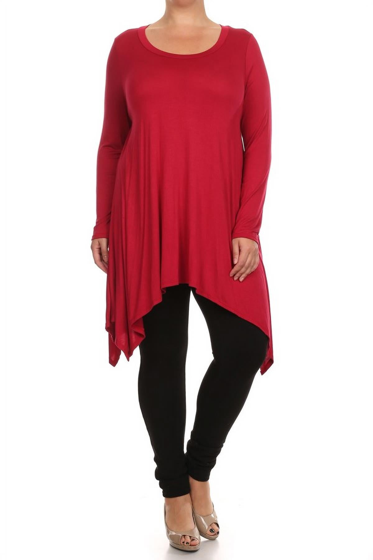 Womens Trendy Style Plus Size Long Sleeves Solid Tunic Top 5085