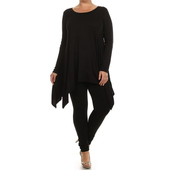 Women's Trendy Style Plus Size Long Sleeves Solid Tunic Top
