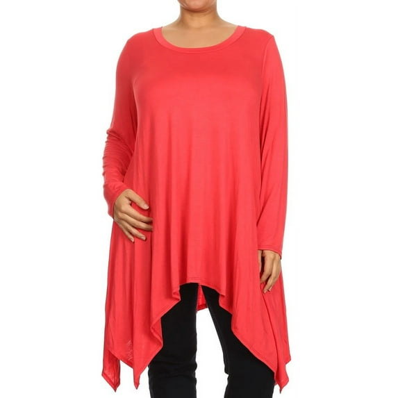 Women's Trendy Style Plus Size Long Sleeves Solid Tunic Top