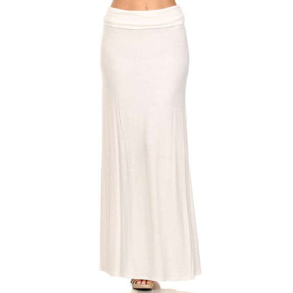 Women's Trendy Style Solid Maxi Long Skirt High Waist Waistband Relaxed Fit