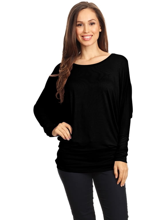 Women's Trendy style dolman sleeves solid tunic top