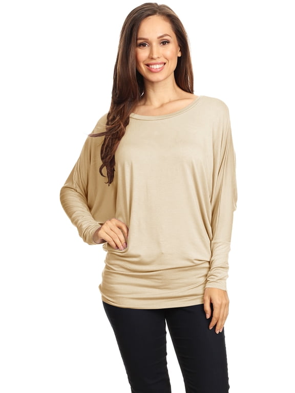 Women's Trendy style dolman sleeves solid tunic top