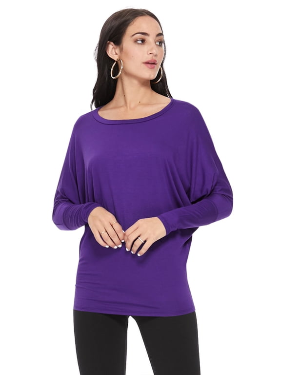 Women's Trendy style dolman sleeves solid tunic top