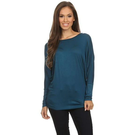 Women's Trendy style dolman sleeves solid tunic top