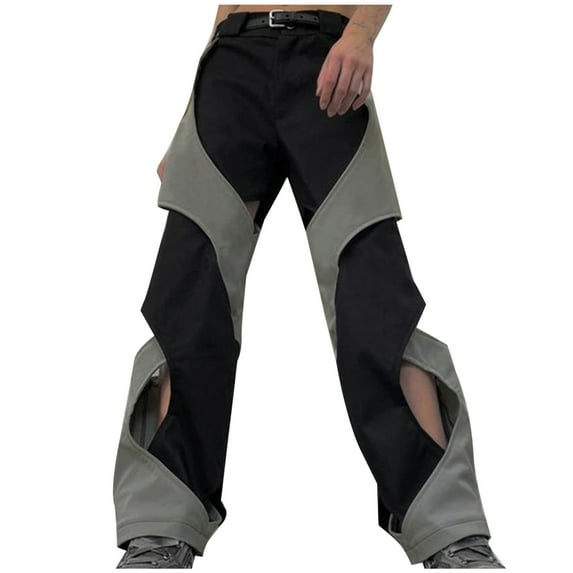 Women's Trendy y2k Cut Out Cargo Pants, Personalized Hippie Streetwear 90s Girls Patchwork Tactical Parachute Pants