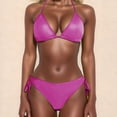 thumbnail image 1 of Women's Triangle Bikini Set Halter Side Tie Full Coverage Two Piece Swimsuit Summer Beach Pool(Hot Pink,XL), 1 of 3