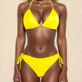 thumbnail image 1 of Women's Triangle Bikini Set Halter Side Tie Full Coverage Two Piece Swimsuit Summer Beach Pool(Yellow,M), 1 of 6