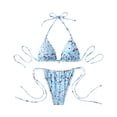 thumbnail image 1 of Women's Triangle Bikini Set Halter String Two Piece Swimsuit Brazillian Bathing Suit Cheeky Cute Swimwear (Blue,M), 1 of 7