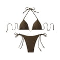 thumbnail image 1 of Women's Triangle Bikini Set Halter String Two Piece Swimsuit Brazillian Bathing Suit Cheeky Cute Swimwear (Brown,M), 1 of 7