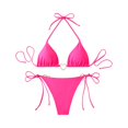 thumbnail image 1 of Women's Triangle Bikini Set Halter String Two Piece Swimsuit Brazillian Bathing Suit Cheeky Cute Swimwear (Pink,M), 1 of 7