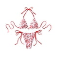 thumbnail image 1 of Women's Triangle Bikini Set Halter String Two Piece Swimsuit Brazillian Bathing Suit Cheeky Cute Swimwear (Red,L), 1 of 7