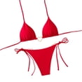 thumbnail image 1 of Women's Triangle Bikini Set Halter String Two Piece Swimsuit Brazillian Bathing Suit Cheeky Cute Swimwear (Red,L), 1 of 7