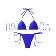 thumbnail image 1 of Women's Triangle Bikini Set Halter String Two Piece Swimsuit Brazillian Bathing Suit Cheeky Cute Swimwear (Royal Blue,L), 1 of 7