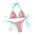 thumbnail image 1 of Women's Triangle Bikini Set Halter String Two Piece Swimsuits Tie Bathing Suit Trendy Beach Swimwear Cute Summer Stripe Split Swimsuit, 1 of 7
