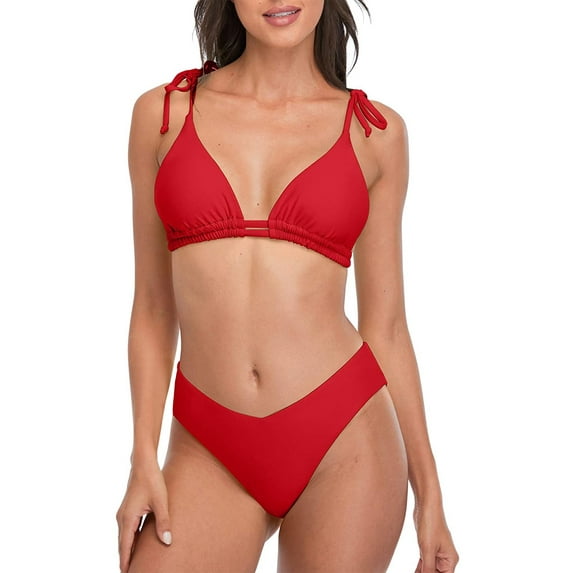 Women's Triangle Bikini Set V Cut Two Piece Swimsuit