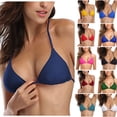 thumbnail image 1 of Women's Triangle Bikini Top Push up Padded Halter String Bathing Suits Top, 1 of 2
